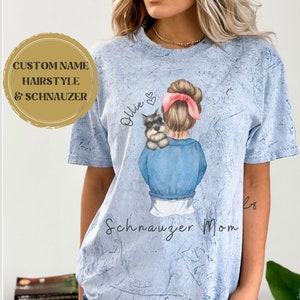 Custom Tie Dye Schnauzer T- Shirt, Mini Schnauzer Shirt, Schnauzer Mom Shirt, Schnauzer Mom Gift, Schnauzer Mom Tee, Mini Schnauzer Mom,