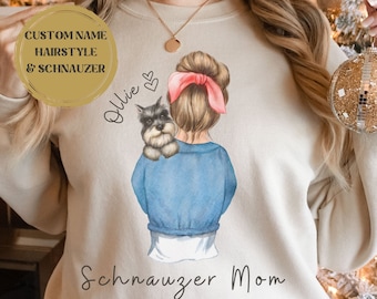 Schnauzer Mom Sweatshirt, Schnauzer Mom Crewneck, Schnauzer Mom Gift, Custom Dog Mom Sweatshirt, Personalized Dog Mom Sweatshirt, Dog Mom