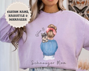 Schnauzer Mom Sweatshirt, Schnauzer Mom Crewneck, Schnauzer Mom Gift, Custom Dog Mom Sweatshirt, Personalized Dog Mom Sweatshirt, Dog Mom