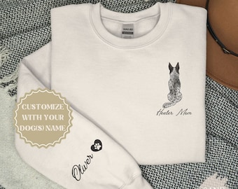 Personalized Heeler Sweatshirt Gift for Australian Cattle Dog Mom,  Custom Blue Heeler Mama Sweater, Cattle Dog Lover Top With Name Sleeve