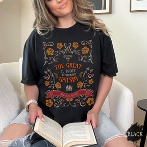 The Great Gatsby Shirt, Bookish Light Academia Literature Tee for Book Lover, Cottagecore Trendy Classic Novel Gift, Vintage  Book Cover