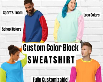 Custom Colorblock Sweatshirt | FULLY CUSTOMIZABLE | Pullover | Sweatshirt | Split Color | Color Block | Customize | Unisex