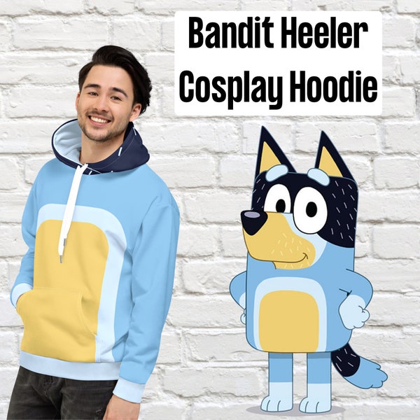Bandit Heeler Hoodie | Blue Dog Cosplay | Blue Dog Dad Hoodie | Adult Bluey Hoodie | Blue Dog Adult