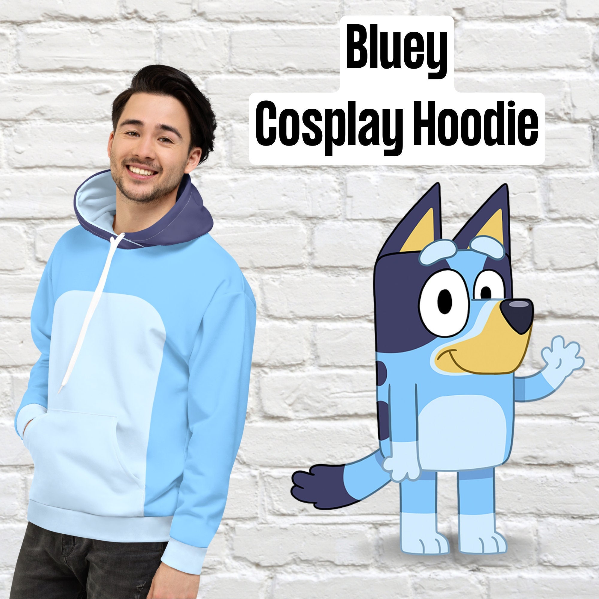 Bluey Hoodie Bluey Cosplay Blue Dog Hoodie Adult Hoodie Etsy Finland