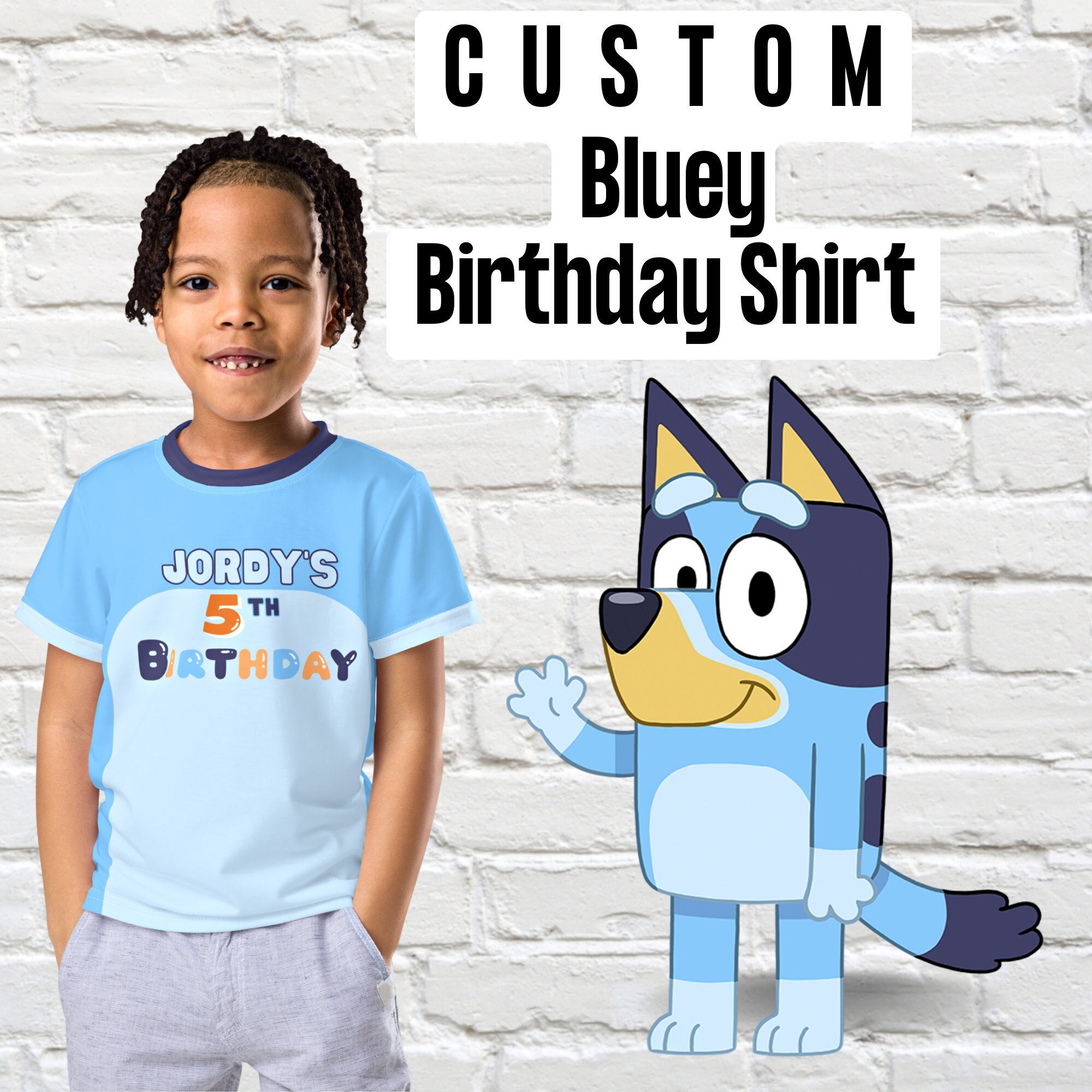Custom Kids Birthday T-Shirt Bluey Shirt Name Unisex Classic - TourBandTees