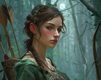 Artemis - Greek Mythology Digital Art Download, Mythology Fantasy Art for Print and Wallpaper, High Resolution Digital Download