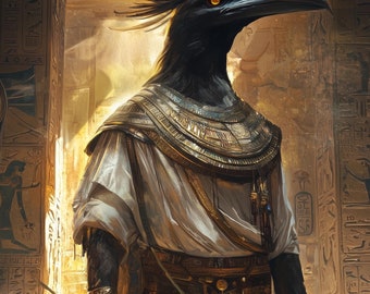 Thoth - Mitologia egizia Arte digitale da scaricare, Arte fantasy mitologica per stampa e sfondo, Download digitale ad alta risoluzione