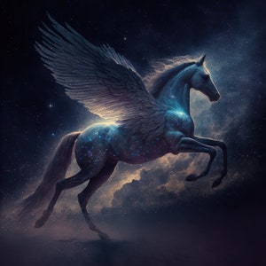 Cosmic Pegasus - Surreal Digital Art Download, Pegasus Art for Print and Wallpaper, High Resolution Digital Download