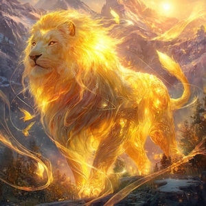 Sun Energy Lions - Digital Art Download, Art for Print and Wallpaper, High Resolution Digital Download (With Bonus Animations)