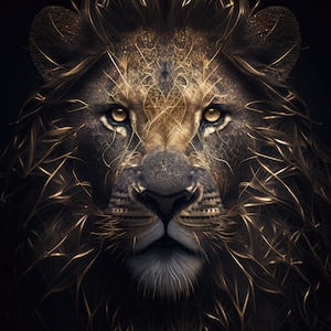 Golden Lion Portrait High Resolution Digital Download