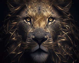 Golden Lion Portrait High Resolution Digital Download