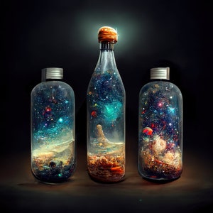 Galaxy Bottles Digital Download, Galaxy Bottles Instant Downloadable, Digital Download Poster, Digital Art, Downloadable Fantasy Art