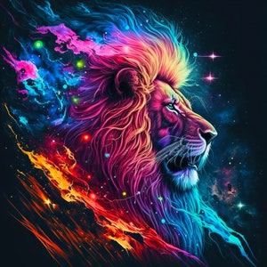 Neon Lion High Resolution Digital Download
