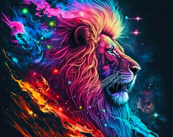 Neon Lion High Resolution Digital Download