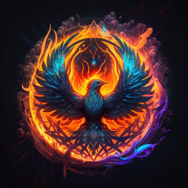 Phoenix Stencil Printable - Etsy