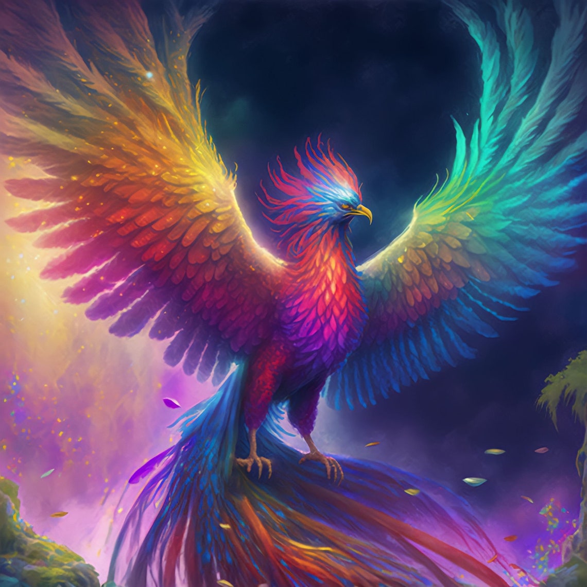 Rainbow Phoenix Download, Printable Art, Instant Downloadable Wallpaper ...