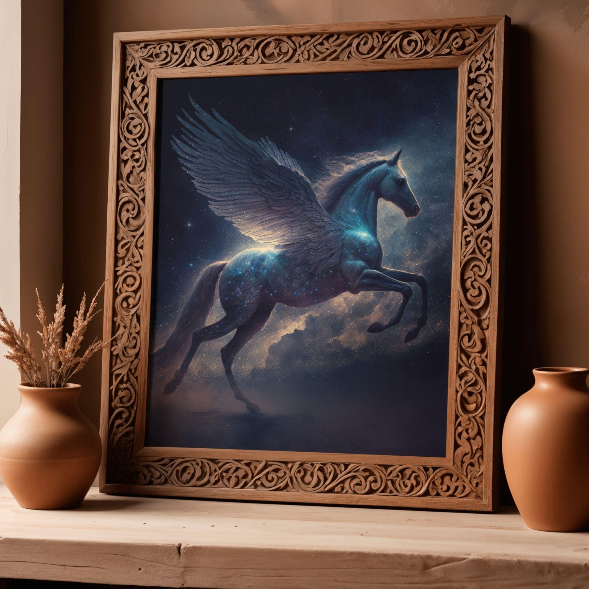 ペガサス絵画 宇宙のペガサス | ファンタジーウォールアート、エーテルデザイン