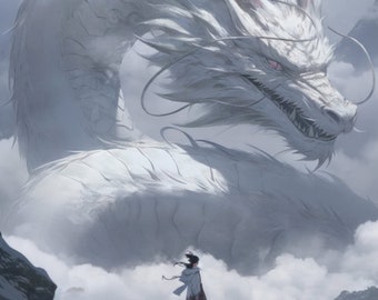 Dragon of the Snowy Mountains Download, Dragon Downloadable Wallpaper, Digital Download Poster, Digital Art, Downloadable Fantasy Art