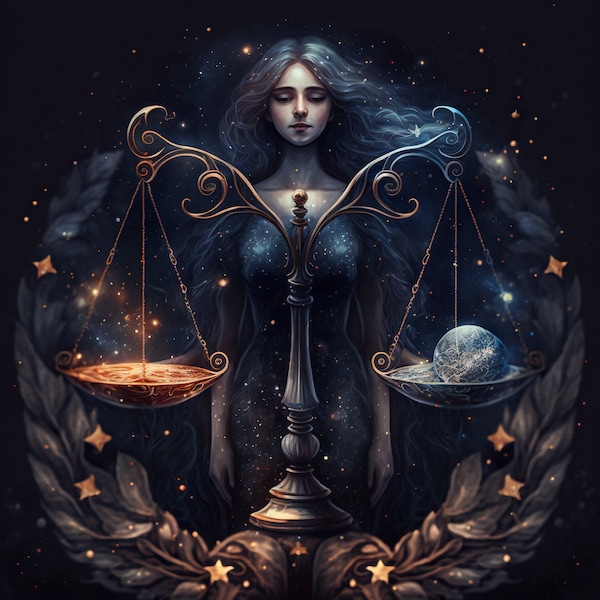 Libra Zodiac Download, Libra Zodiac Instant Downloadable Wallpaper, Digital Download Poster, Digital Art, Downloadable Fantasy Art