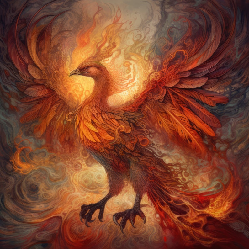 Red Alchemical Phoenix Download, Printable Art, Instant Downloadable ...