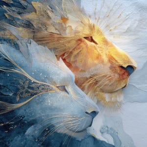 Sun and Moon: Lions Celestial - Digital Art Download, Art for Print and Wallpaper, High Resolution Digital Download (With Bonus Animation)