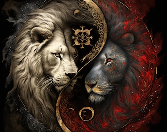 Victorian Lions Yin and Yang High Resolution Digital Download