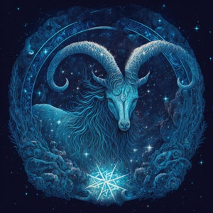 Capricorno - Download di arte digitale dello zodiaco, arte dello zodiaco per la stampa e lo sfondo, download digitale ad alta risoluzione