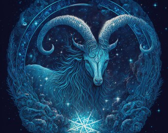 Capricorn - Zodiac Digital Art Download, Zodiac Art for Print and Wallpaper, High Resolution Digital Download