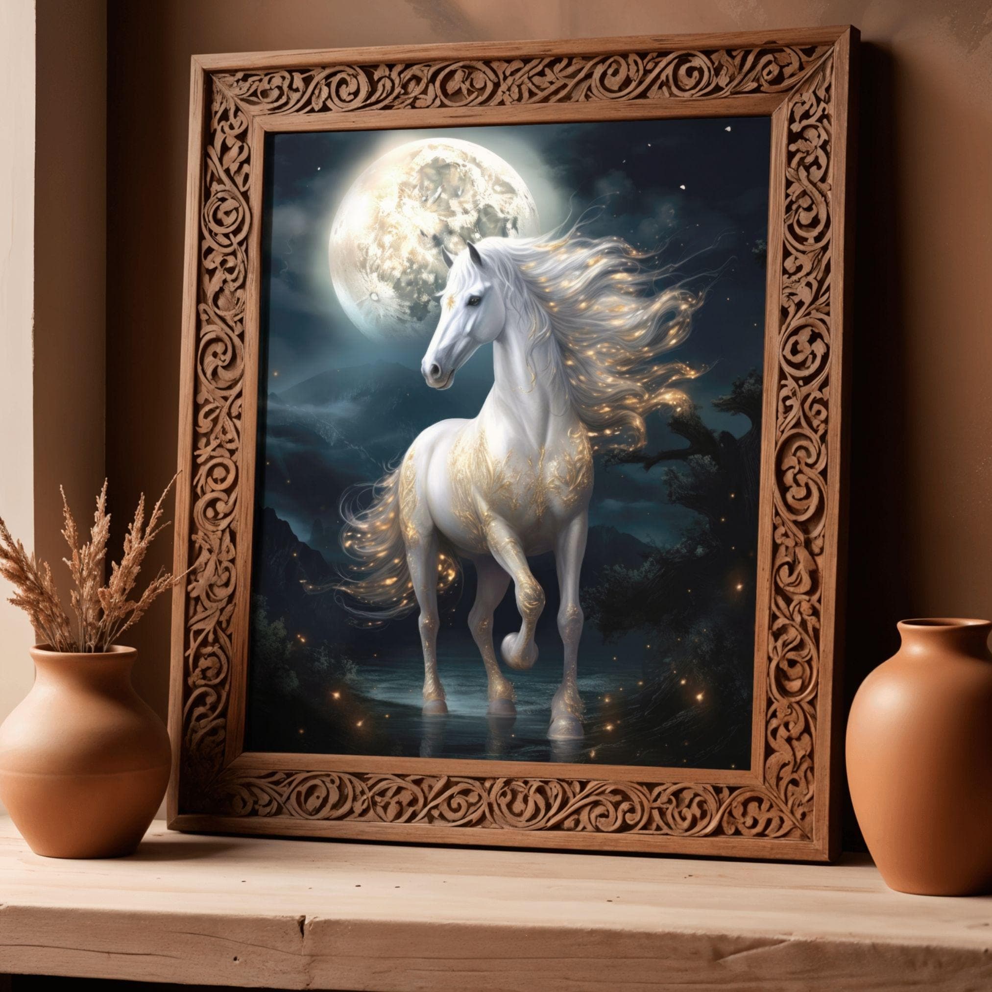 ムーンホース | ファンタジーウォールアート、魔法の馬のデザイン