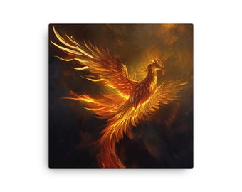 Golden Phoenix Thin Canvas | Canvas | Phoenix Wall Art | AI Art | Digital Art Canvas | Fantasy Art Canvas