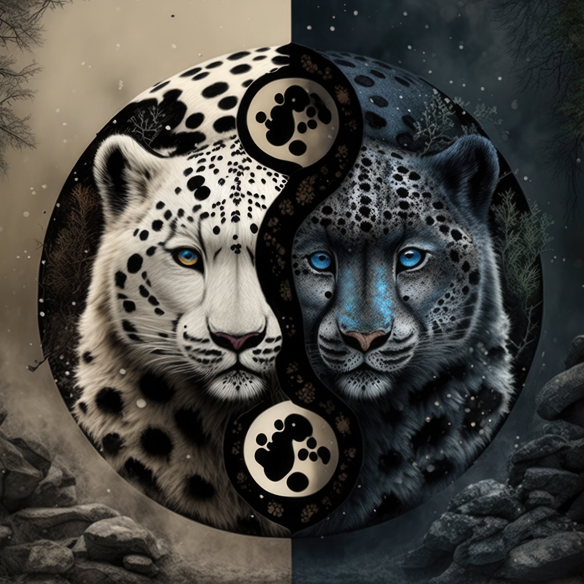 Snow Leopard Yin and Yang High Resolution Digital Download - Etsy
