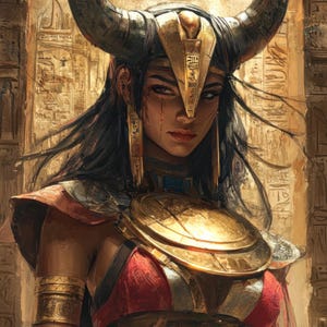 Hathor - Egyptian Mythology Digital Art Download, Mythology Fantasy Art for Print and Wallpaper, High Resolution Digital Download