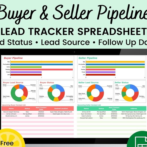Real Estate CRM Buyer Seller Lead Pipeline Tracker Real Etsy