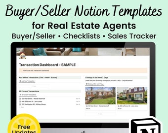 Notion Templates for Real Estate Agents | Transaction Coordinator Templates | Real Estate Agent Client Spreadsheet | Trello Alternative