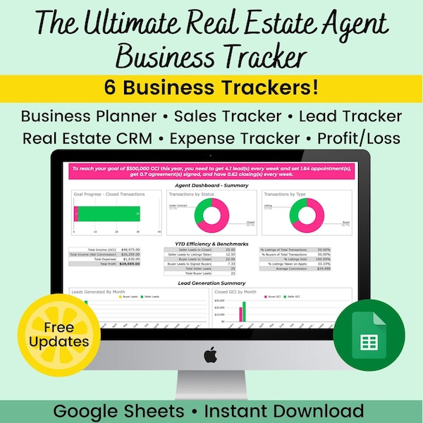 Real Estate Agent Profit and Loss Template Etsy