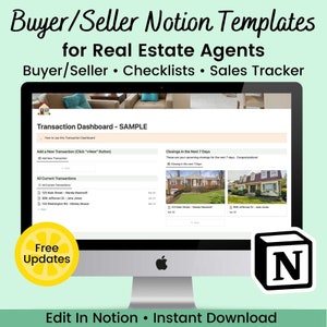 Notion Templates for Real Estate Agents | Transaction Coordinator Templates | Real Estate Agent Client Spreadsheet | Trello Alternative