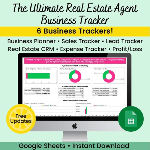 Real Estate Sales Tracker Transaction Management Real Etsy
