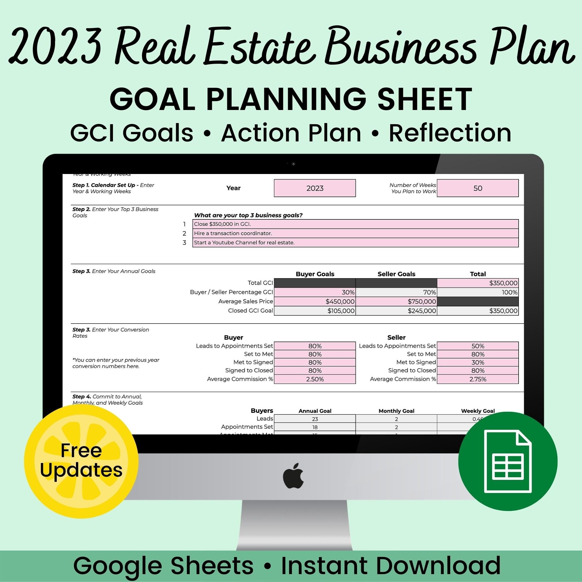 2023 Real Estate Business Plan Goal Setting Real Estate Etsy