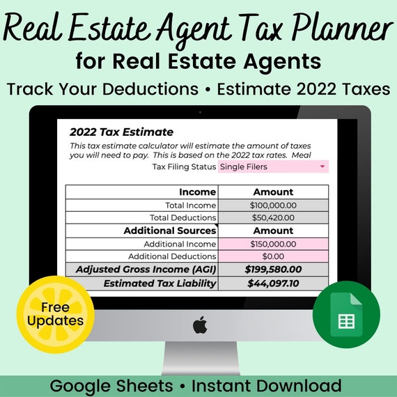Real Estate Agent Tax Planner | Real Estate Deductions Checklist | Profit Loss Statement | Google Sheets Spreadsheet