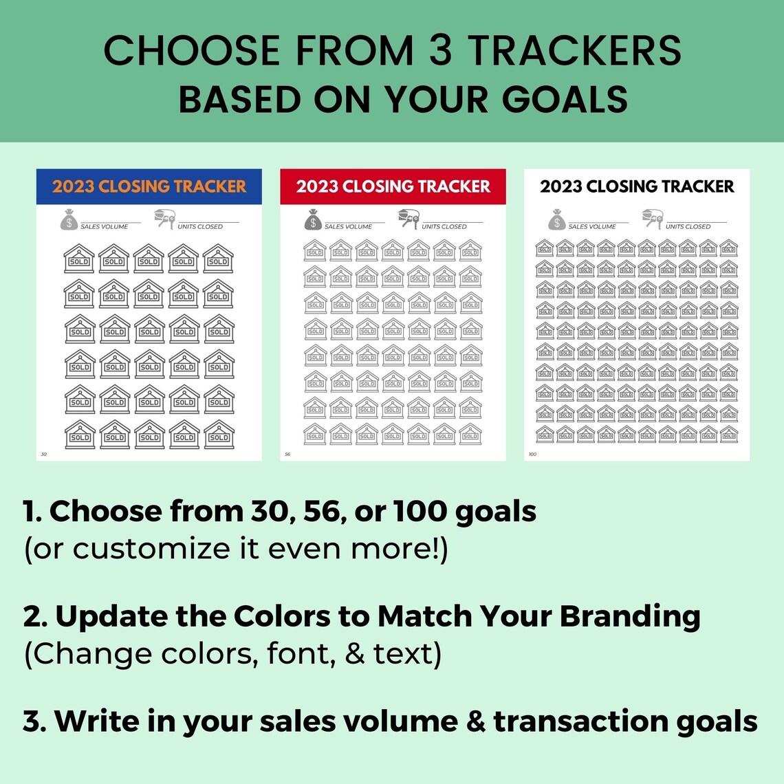 EDITABLE 2023 Real Estate Goal Chart Goal Setting Real Etsy