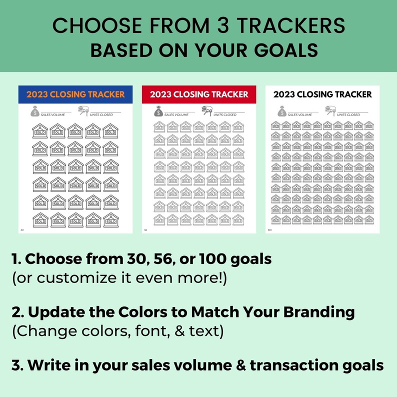 EDITABLE 2023 Real Estate Goal Chart Goal Setting Real Etsy