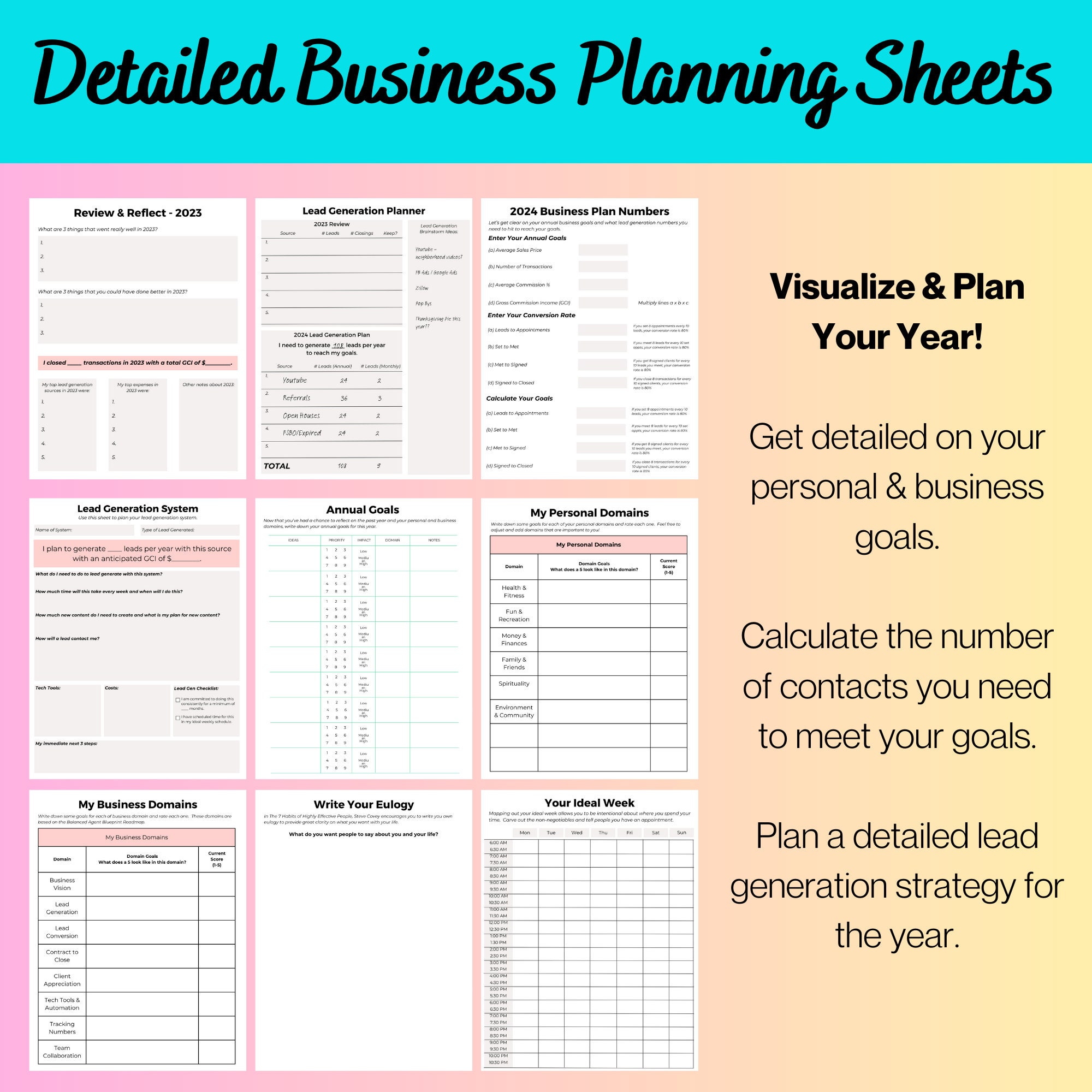 2024 Ultimate Real Estate Agent Planner Business Planner Real Estate Templates PDF Digital