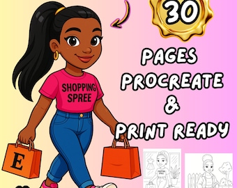 Black Girl Coloring Book: 30 Printable Pages + Bonus Sticker (PDF & PNG Download