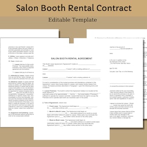 Salon Booth Rental Contract, Hair Salon Booth Rental Agreement, Salon Booth Contract Template MS Word and PDF
