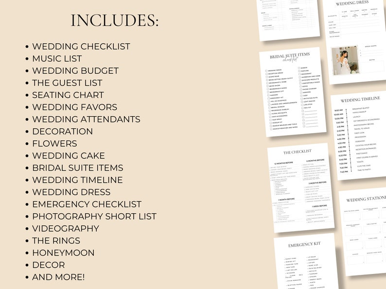 Wedding Checklist Printable Wedding Planning Checklist Wedding ...