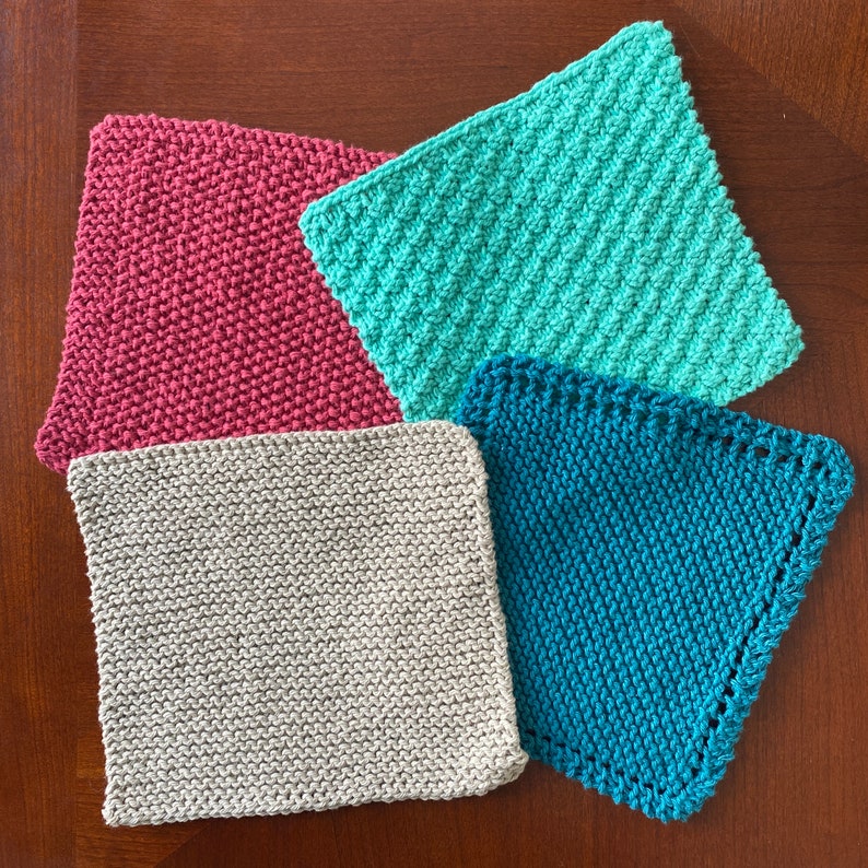 Classic Dishcloth Pattern Pack / Beginning Knitter Kit / Washcloth ...