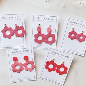 BARBIE / Polymer Clay Earrings / Pink Flower / Modern Aesthetic Statement Earrings / EarringsbyEmma