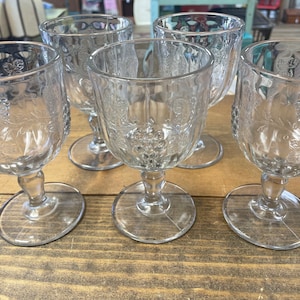 EAPG Grape Pattern Paneled Stemware Goblets