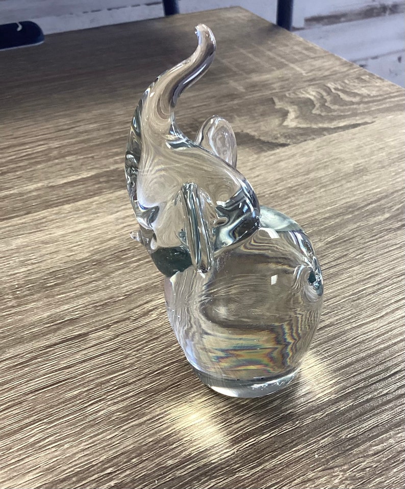 Vintage Glass Elephant Figurine Etsy