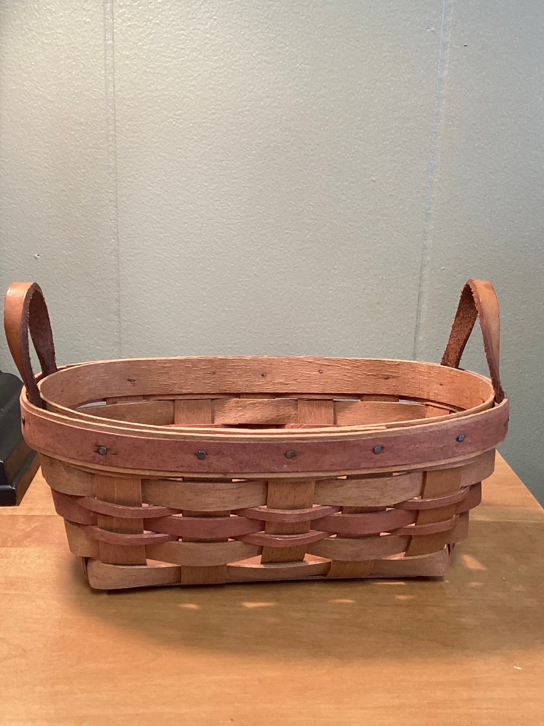 Longaberger Basket With Leather Handles Etsy